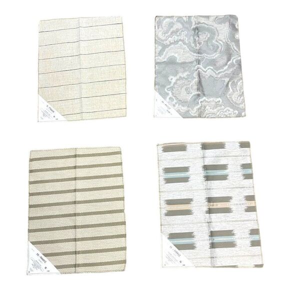 Textured Fabric Swatches Lot Kaufman  Grey Beige Blue Crafts Pillows Quilting - Picture 1 of 16